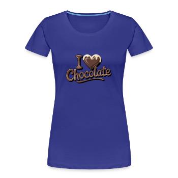Chocolate Passion I Love Chocolate - Frauen Premium Bio T-Shirt - Königsblau - Vorne - Mia (176cm)