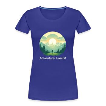 Adventure Awaits - Frauen Premium Bio T-Shirt - Königsblau - Vorne - Mia (176cm)
