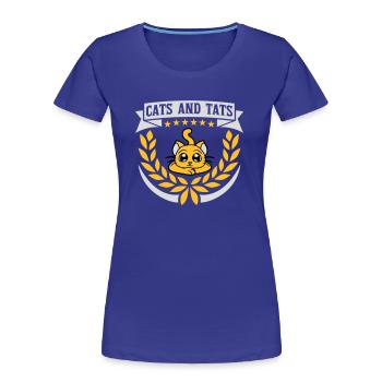 cats and tats quote - Women's Premium Organic T-Shirt - royal blue - Front - Mia (176cm)
