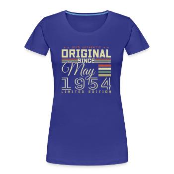 Cadeau Anniversaire Mai 1954, Gift May 1954 - T-shirt bio Premium Femme - bleu roi - Devant - Mia (176cm)