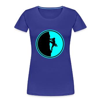 klettern bergsteigen silhouette kreis - Frauen Premium Bio T-Shirt - Königsblau - Vorne - Mia (176cm)