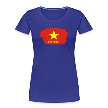 Vietnam Flagge / Geschenk Hanoi Asien Südostasien - Frauen Premium Bio T-Shirt - Königsblau - Vorne - Mia (176cm)