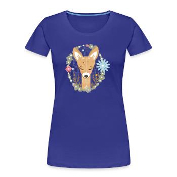 Ein Reh im Wald - Frauen Premium Bio T-Shirt - Königsblau - Vorne - Mia (176cm)
