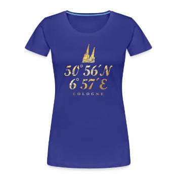 Köln Kölner Dom Koordinaten - Frauen Premium Bio T-Shirt - Königsblau - Vorne - Mia (176cm)