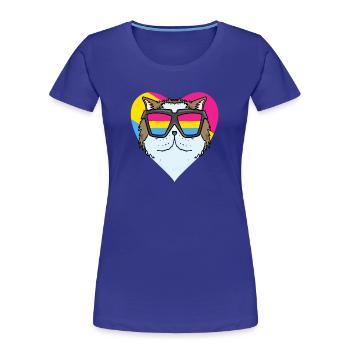 Pansexuel Chat Persan Cat Coeur Cadeau - T-shirt bio Premium Femme - bleu roi - Devant - Mia (176cm)