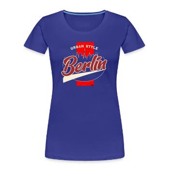 Berlin Urban Stil Retro Schrift - Frauen Premium Bio T-Shirt - Königsblau - Vorne - Mia (176cm)