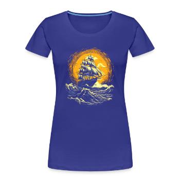 Sea yacht on the sunset - T-shirt bio Premium Femme - bleu roi - Devant - Mia (176cm)
