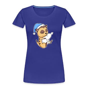 Suricate avec oreiller et bonnet somnolent - T-shirt bio Premium Femme - bleu roi - Devant - Mia (176cm)