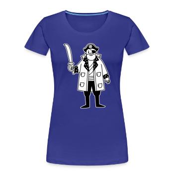 Pirat - Frauen Premium Bio T-Shirt - Königsblau - Vorne - Mia (176cm)