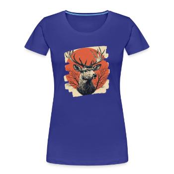 Deer with antlers - Women's Premium Organic T-Shirt - royal blue - Front - Mia (176cm)