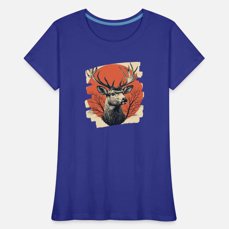 Hirsch mit Geweih Frauen Premium Bio T-Shirt