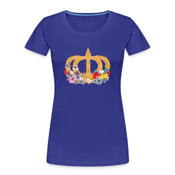 Crown of wheat with flowers – symbol of nature and harvest - Women's Premium Organic T-Shirt - royal blue - Front - Mia (176cm)