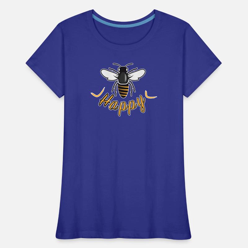 Glückliche Biene mit 'Happy'-Schriftzug Frauen Premium Bio T-Shirt
