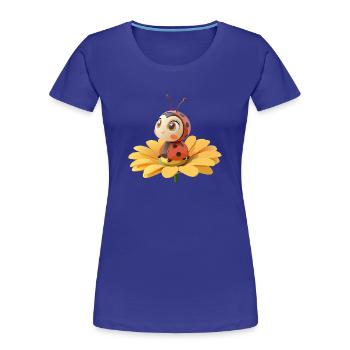 Coccinelle mignonne sur une fleur - T-shirt bio Premium Femme - bleu roi - Devant - Mia (176cm)
