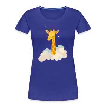 Gentle giraffe above the clouds – Dreamlike motif - Women's Premium Organic T-Shirt - royal blue - Front - Mia (176cm)