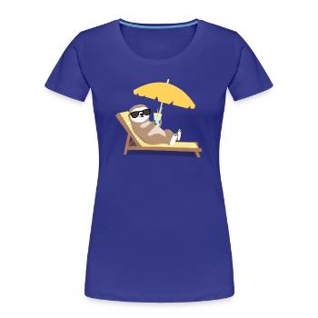 Sloth with sunglasses and cocktail - Women's Premium Organic T-Shirt - royal blue - Front - Mia (176cm)