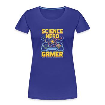 Science Nerd Gamer Atom Controller Wissenschaft - T-shirt bio Premium Femme - bleu roi - Devant - Mia (176cm)