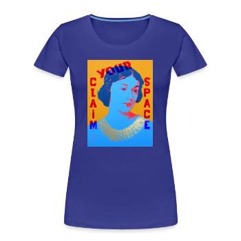 Femme Pop Art intemporelle avec contraste de couleurs - T-shirt bio Premium Femme - bleu roi - Devant - Mia (176cm)
