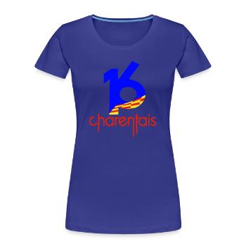  16 Charentais Bleu Rouge - T-shirt bio Premium Femme - bleu roi - Devant - Mia (176cm)