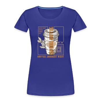 Coffee just does its job retro - Women's Premium Organic T-Shirt - royal blue - Front - Mia (176cm)