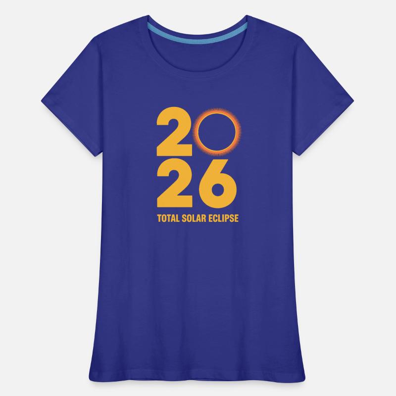 2026 Total Solar Eclipse Path Retro Frauen Premium Bio T-Shirt