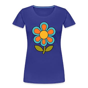 70s flower pattern retro flowerpower - Women's Premium Organic T-Shirt - royal blue - Front - Mia (176cm)