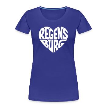 Regensburg Herzdesign - Frauen Premium Bio T-Shirt - Königsblau - Vorne - Mia (176cm)