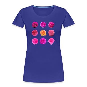 Pink Rose Variety Roses - Women's Premium Organic T-Shirt - royal blue - Front - Mia (176cm)
