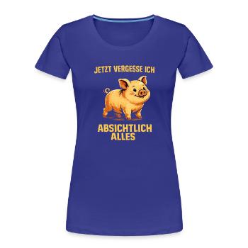 Absichtlich Alles: Fröhliches Schweinchen - Frauen Premium Bio T-Shirt - Königsblau - Vorne - Mia (176cm)