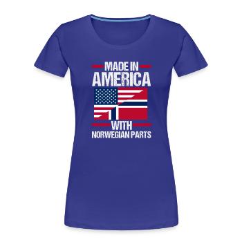 Norvège, Norge, Amérique, Fjords patriotiques, Scandinaves - T-shirt bio Premium Femme - bleu roi - Devant - Mia (176cm)