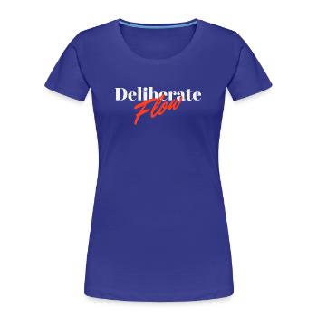 Conception typographique minimale à flux délibéré - T-shirt bio Premium Femme - bleu roi - Devant - Mia (176cm)