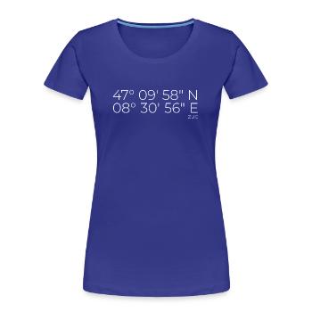 Koordinaten Zug - Frauen Premium Bio T-Shirt - Königsblau - Vorne - Mia (176cm)