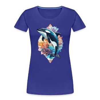 La fascination des orques : les chasseurs majestueux - T-shirt bio Premium Femme - bleu roi - Devant - Mia (176cm)