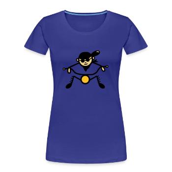 Cool Biker on chopper / Moped - V3 - Women's Premium Organic T-Shirt - royal blue - Front - Mia (176cm)