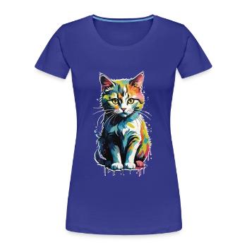 buntes Kätzchen - Frauen Premium Bio T-Shirt - Königsblau - Vorne - Mia (176cm)