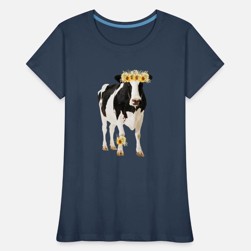 Holstein Kuh mit Blüten Frauen Premium Bio T-Shirt