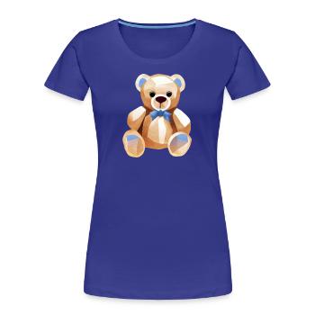 TEDDY BEAR - TEDDYBÄR - KUSCHELBÄR - PLÜSCHBÄR - Frauen Premium Bio T-Shirt - Königsblau - Vorne - Mia (176cm)