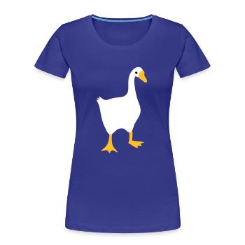 VERY angry white goose - Women's Premium Organic T-Shirt - royal blue - Front - Mia (176cm)
