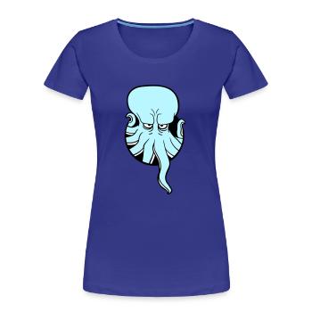 Poulpe trou tentacule ennuyé montrer mauvais œil - T-shirt bio Premium Femme - bleu roi - Devant - Mia (176cm)