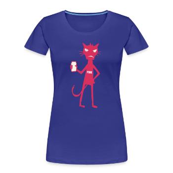 Kleine Monster: Punk-Katzen-Neon-Attitüde - Frauen Premium Bio T-Shirt - Königsblau - Vorne - Mia (176cm)