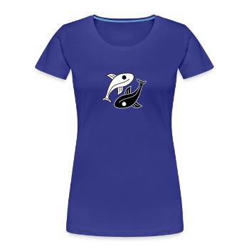 Yin Yang Fishs - T-shirt bio Premium Femme - bleu roi - Devant - Mia (176cm)