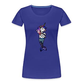 Cosmic Sea Unicorn - Women's Premium Organic T-Shirt - royal blue - Front - Mia (176cm)