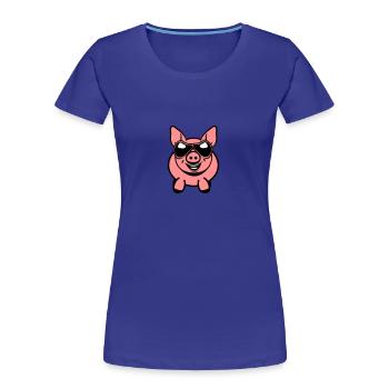 Schwein lustig freundlich Sonnenbrille - Frauen Premium Bio T-Shirt - Königsblau - Vorne - Mia (176cm)