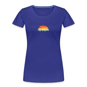 Lebendige Skyline bei Sonnenuntergang - Frauen Premium Bio T-Shirt - Königsblau - Vorne - Mia (176cm)