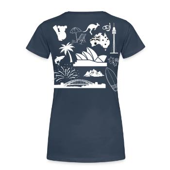 Sydney in symbols (white) - Frauen Premium Bio T-Shirt - Navy - Hinten - Mia (176cm)
