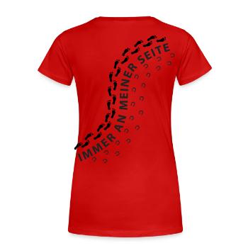 Pferd Huf Spur Fußabdruck Immer an deiner Seite - Frauen Premium Bio T-Shirt -  - Hinten - Mia (176cm)