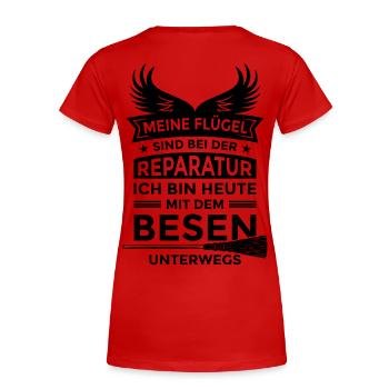 Lustiger Spruch Meine Flügel Reparatur Besen Hexe - Frauen Premium Bio T-Shirt - Navy - Hinten - Mia (176cm)