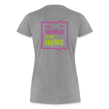 World Home (colour) - Women's Premium Organic T-Shirt - navy - Back - Mia (176cm)