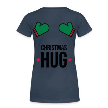 Noël Hug Gants d’hiver Cadeau - T-shirt bio Premium Femme - bleu marine - Dos - Mia (176cm)