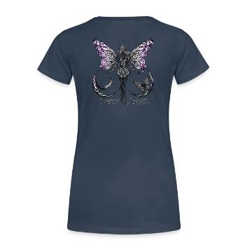 La Fée Espiègle by FairyBreizh - T-shirt bio Premium Femme - bleu marine - Dos - Mia (176cm)